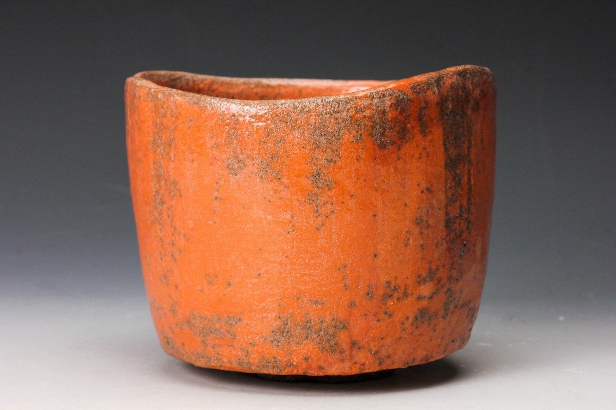 佳香】杉本貞光 最上位作 寺垣外 赤茶碗 共箱 栞 茶道具 本物