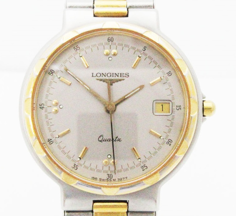 P07-096《腕時計》ロンジン コンクエスト★グレー文字盤★デイト クォーツ 3針★LONGINES conquest★