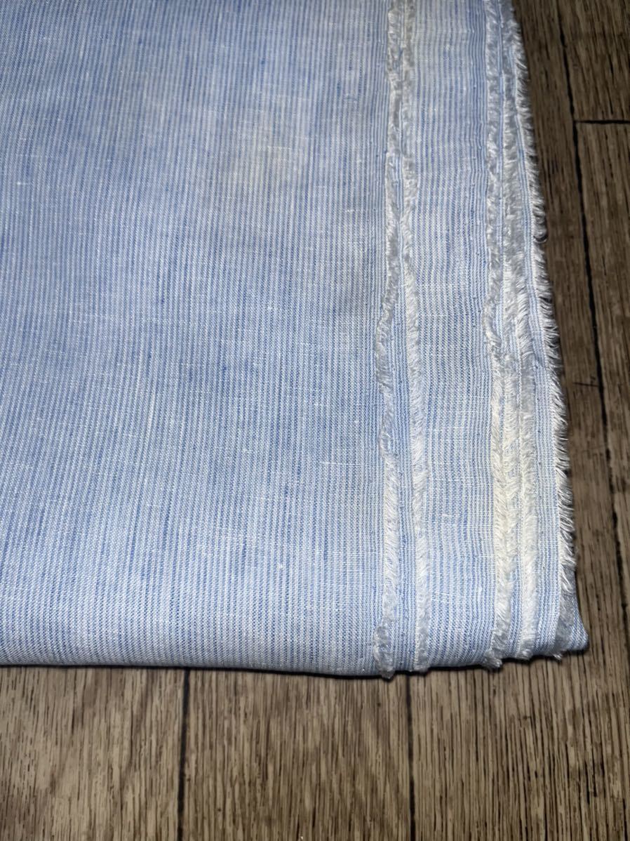 Libeco 60リネン 細ストライプ ブルー　4M リベコ