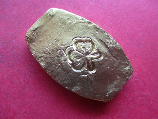 藩主島津家家紋 西郷隆盛の薩摩金判（薩摩風水金） 刻印 量目約19.8g