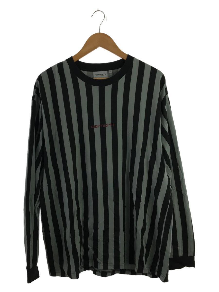 UK CARHARTT◆長袖Tシャツ/L/コットン/ブラック/ストライプ