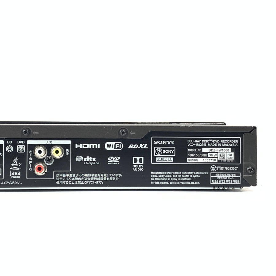 SONY ソニー BDZ-FW1000 HDD/BDレコーダー 4KHDR/Hi-Res Audio対応品