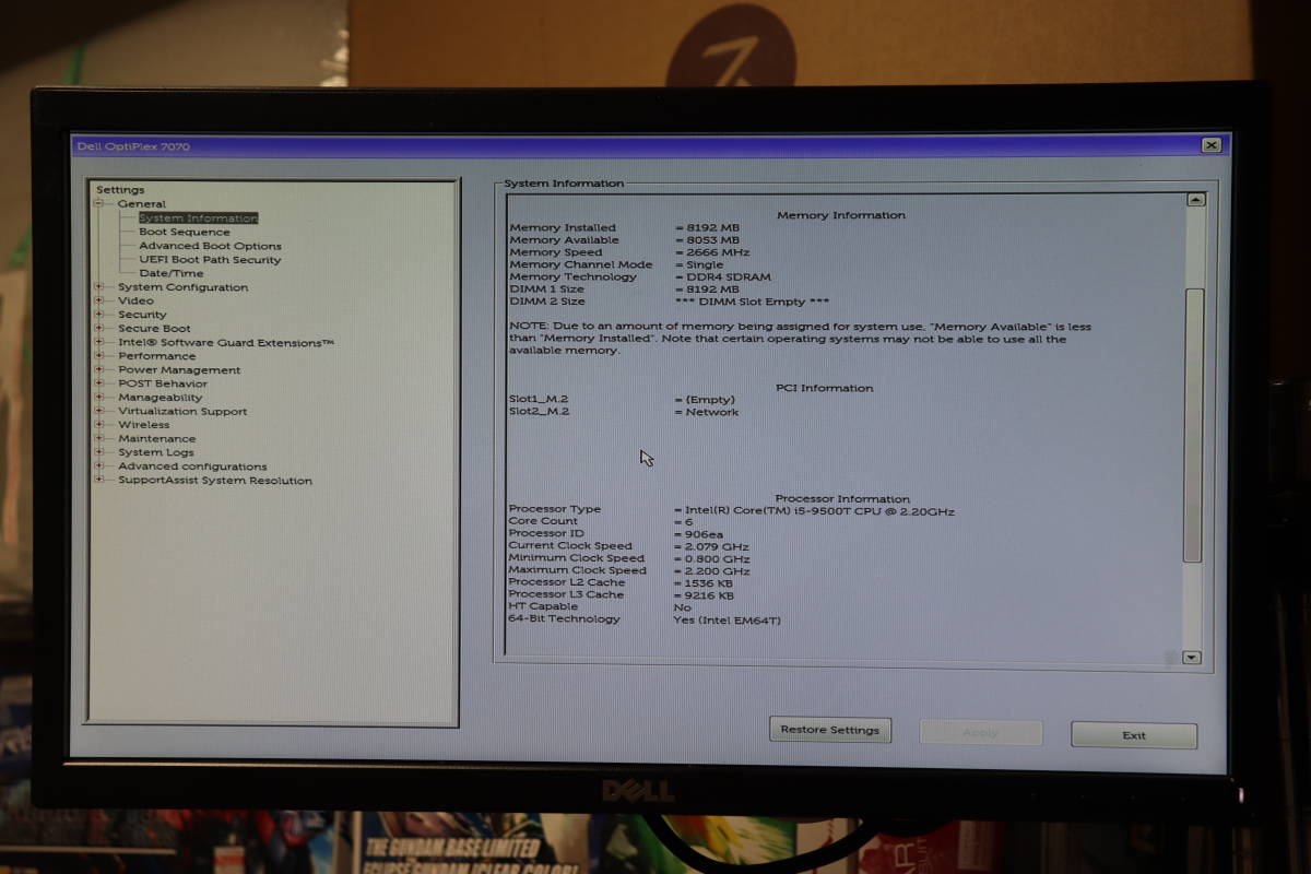 M610. DELL / OptiPlex 7070 micro / Core i5-9500T / 8GBメモリ / SSD 