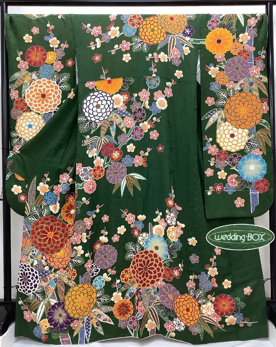 きものcocon★振袖★正絹/緑系/成人式/卒業式/結婚式/身丈170.5/裄69.5【11-16-5K-1089-i】 着物cocon☆振袖☆身丈172 由美&frasl;落款印&frasl;身丈163&frasl;裄70.5&frasl;正絹&frasl;緑系 成人式や結婚 ダイヤガード 金駒刺繍 緑の卒業袴｜成人式の振袖レンタルなら京都きもの友禅