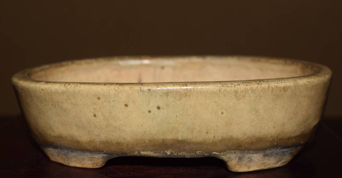 中国古盆器＜白交趾☆時代乗り満点☆発色抜群・希少、人気型・使い頃