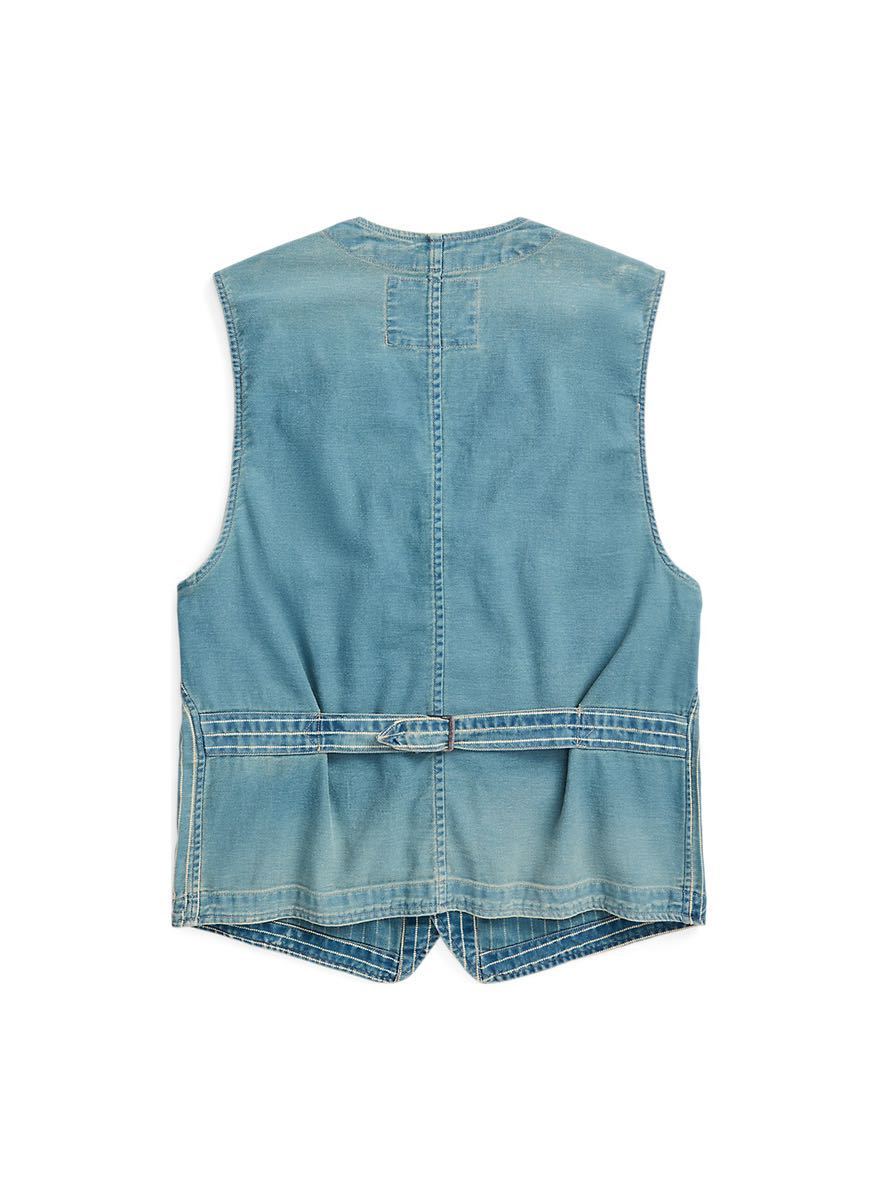 新品【RRL】インディゴ ストライプド ツイル ベスト【ダブルアールエル