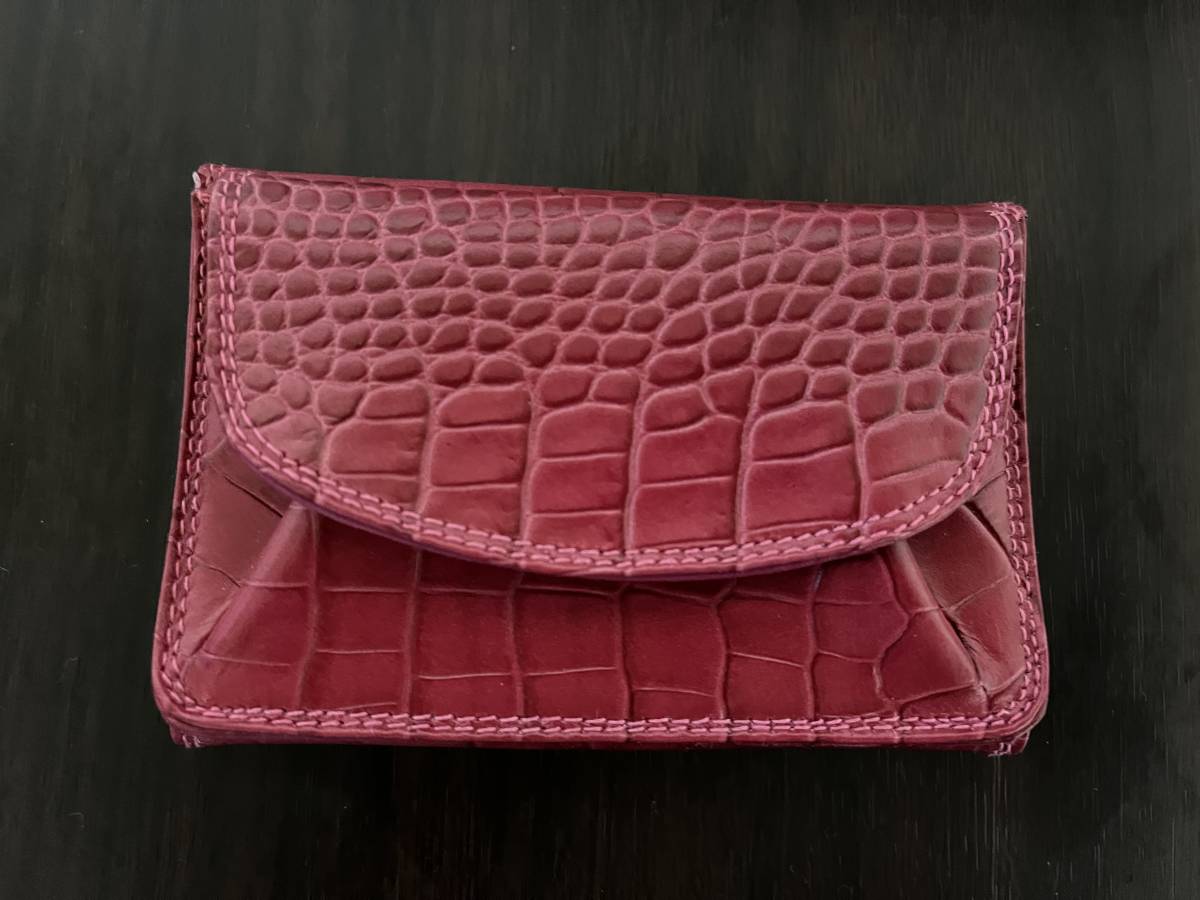 廃盤品 和光 三つ折り財布 クロコダイル型押し ピンク｜Yahoo!フリマ