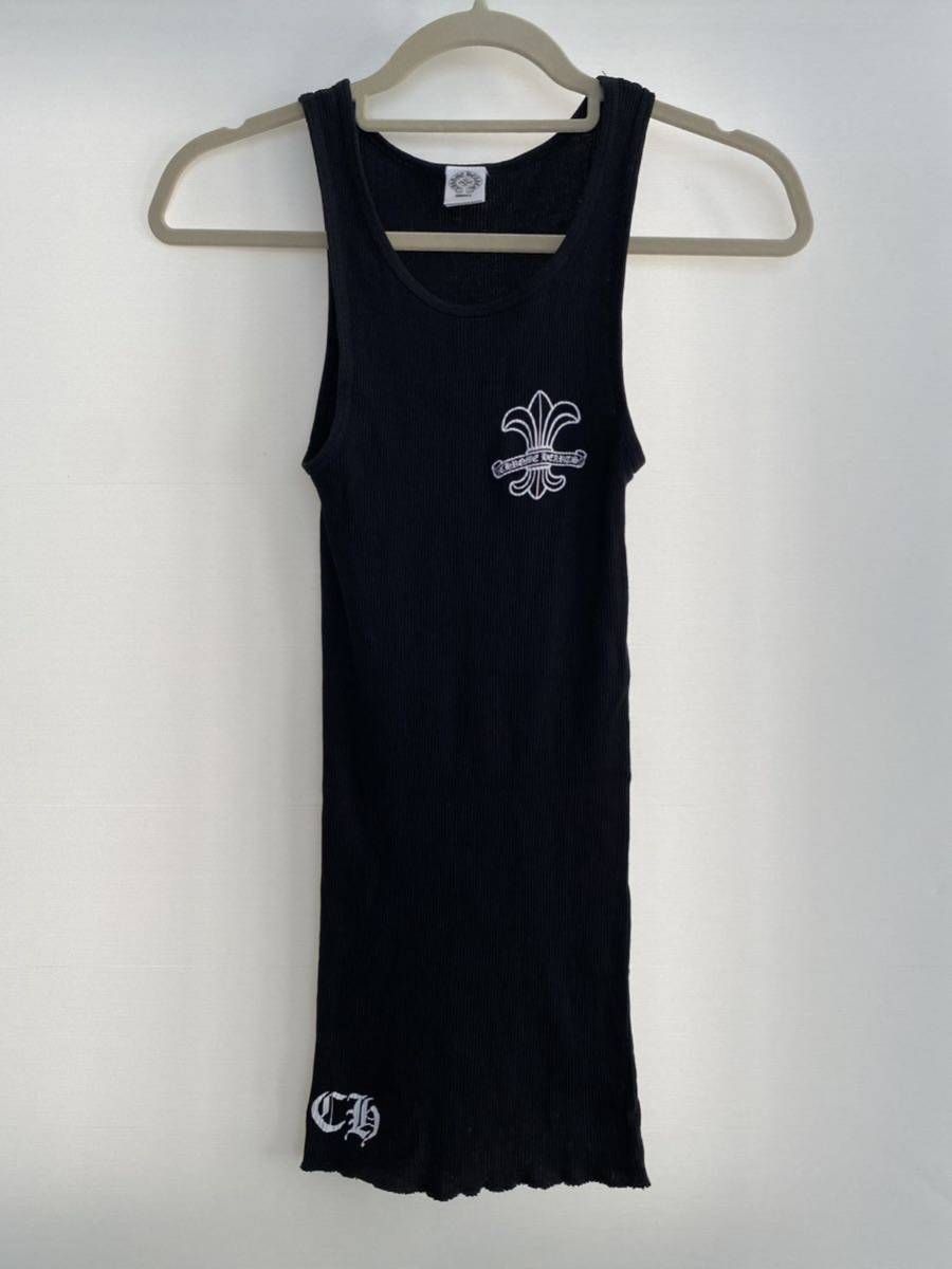CHROME HEARTS クロムハーツ タンクトップ 黒 BSフレア バックプリント スクロールラベル S レディース 