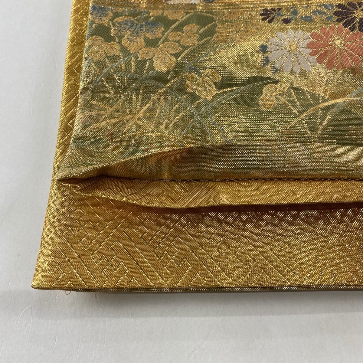 袋帯 美品 秀品 橋 枝垂れ桜 金糸 箔 金色 六通 正絹 【中古】 在庫