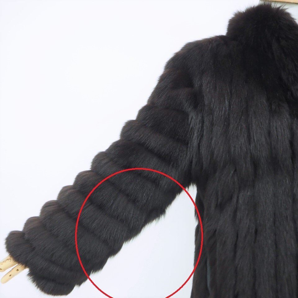 Belle Vison Saga Fox Fur Half Coat Mid Length Size-XL Black 