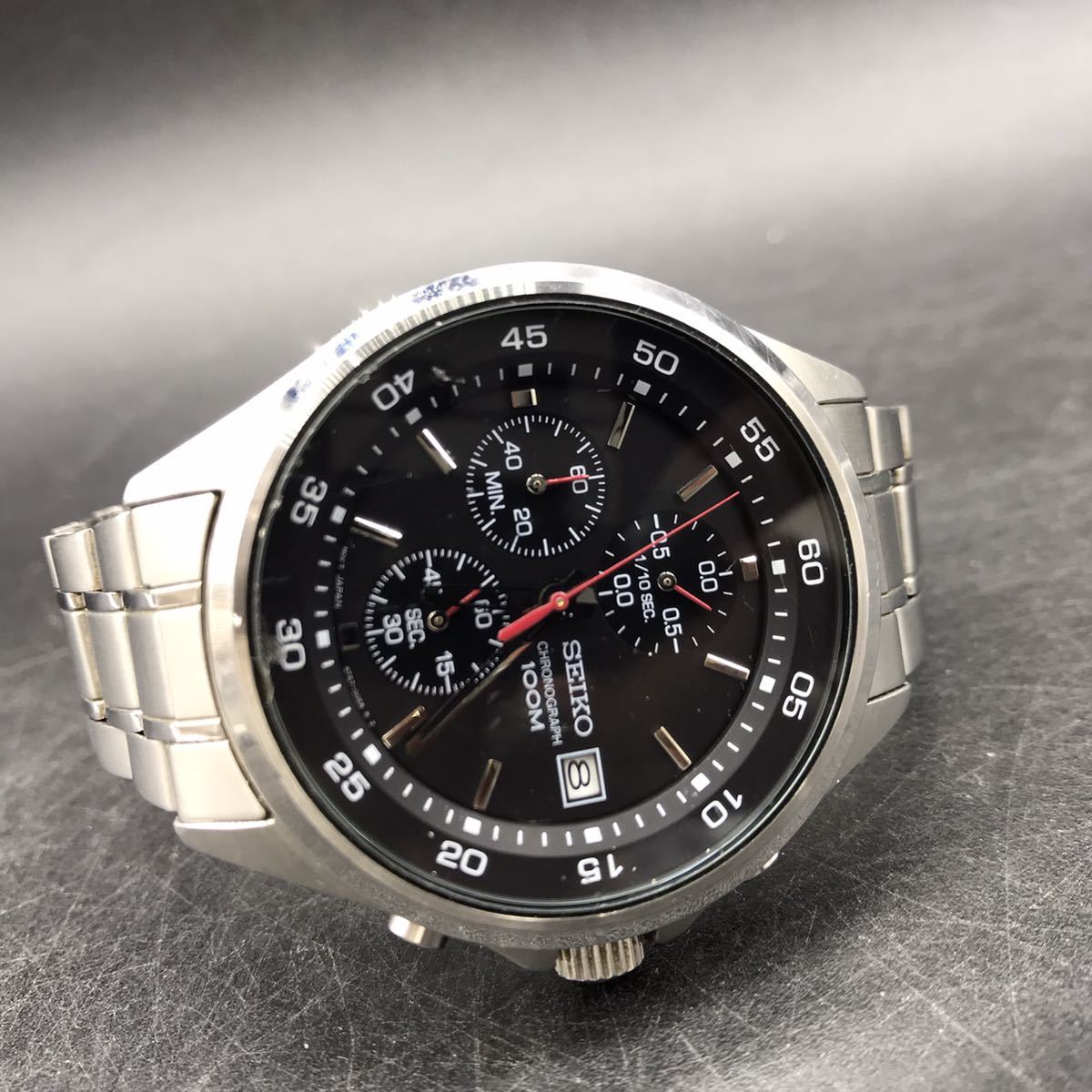 稼働 SEIKO 100M クロノグラフ 腕時計 クォーツ seikoクロノグラフ 