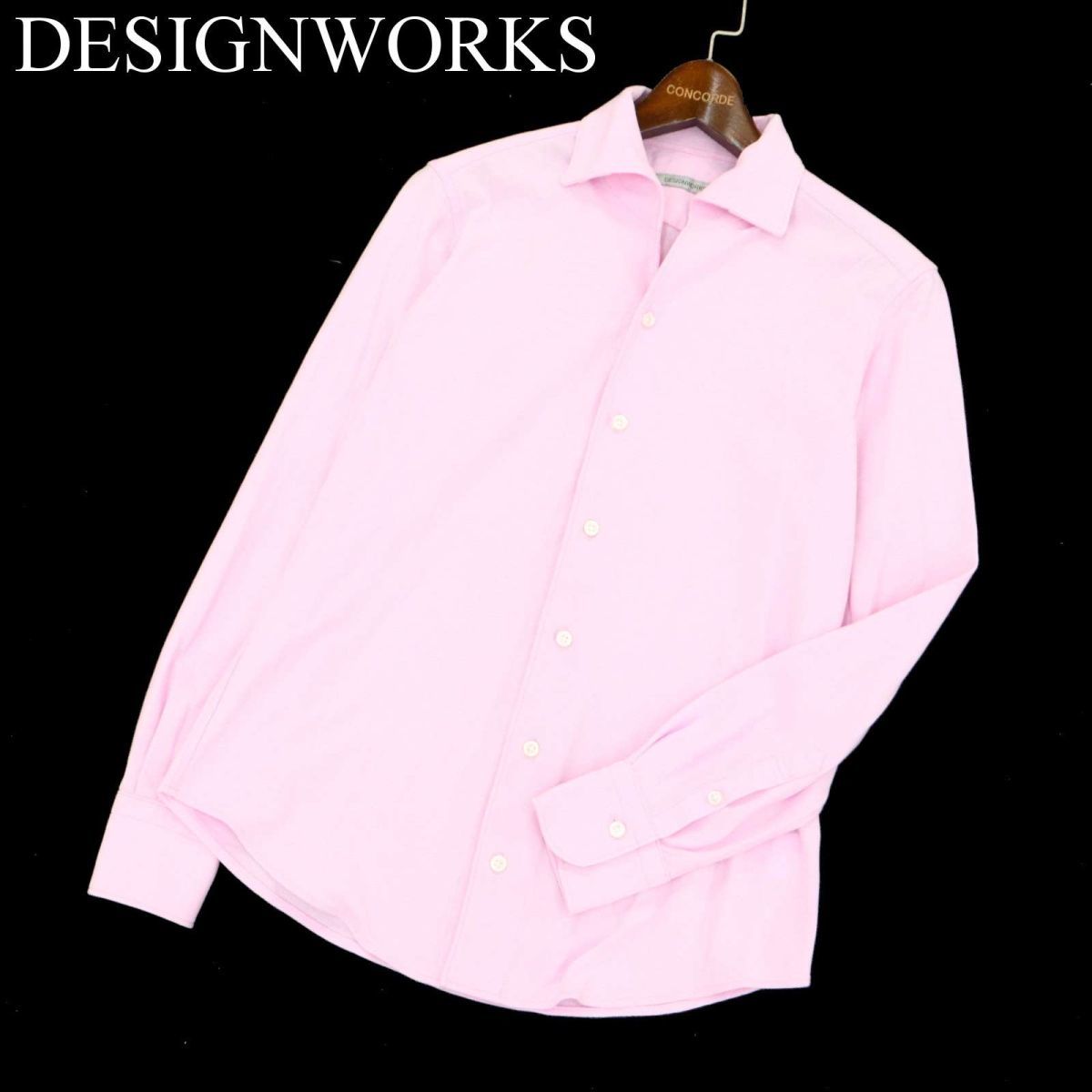 DESIGNWORKS デザインワークス アバハウス 通年 ALBINI 吸水速乾★ カノコ ジャージ 長袖 シャツ Sz.44　メンズ ピンク　A3T09381_8#C