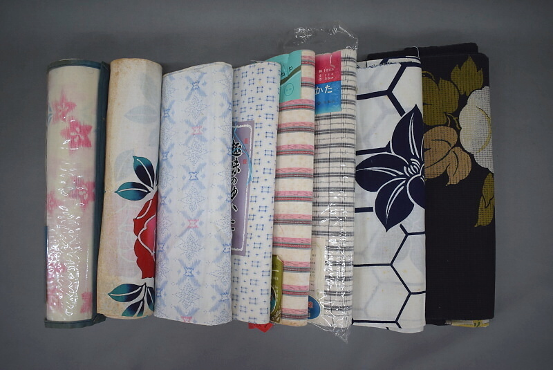 反物 浴衣 綿 中古 優品 反物a6g1m5新古品リサイクル品反物中古激安&frasl;練習用東京本染め 【凛々】14G　新古品 綿 ゆかた反物 8点組 浴衣反物　まとめ売り