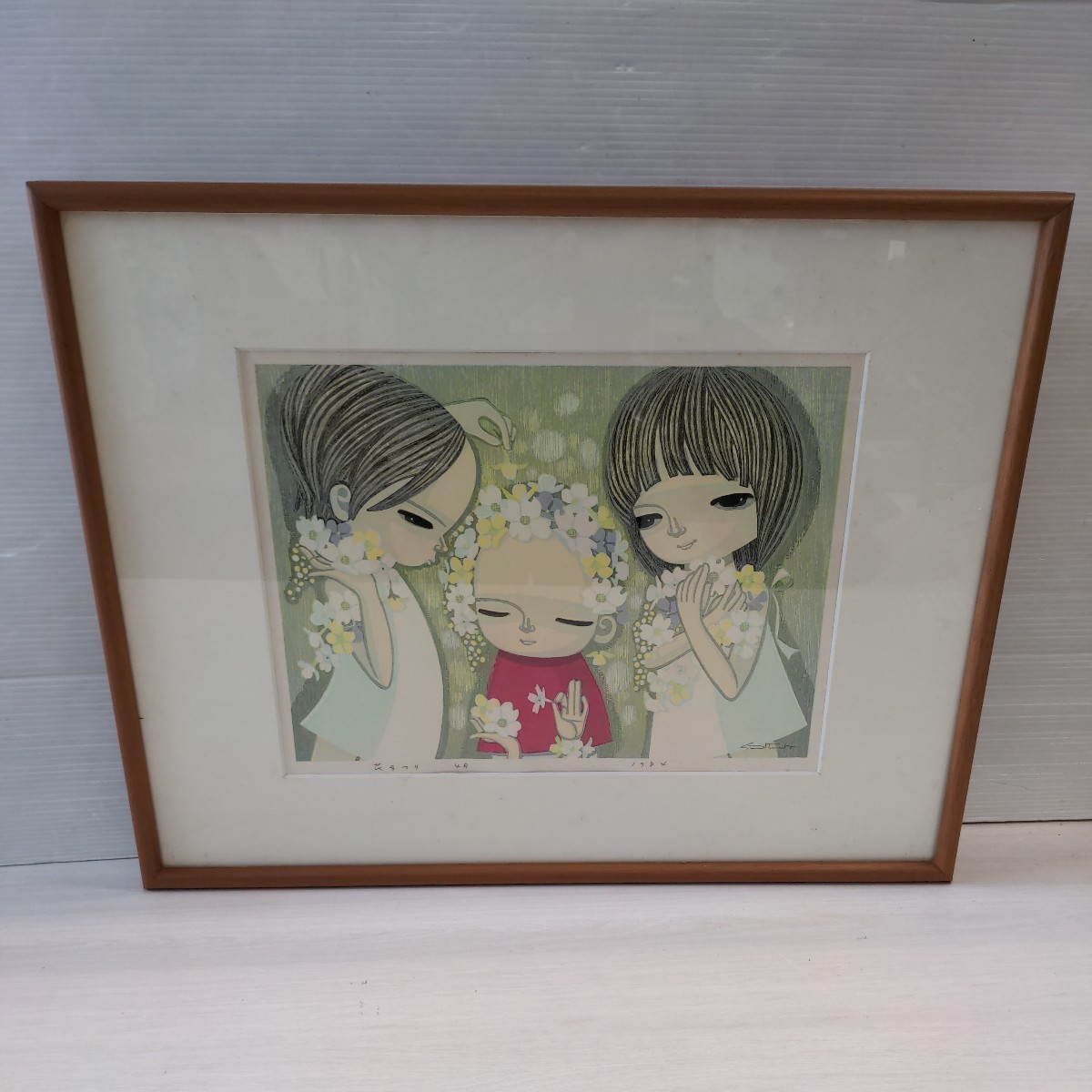 真作」池田修三 木版画 花まつり4月 1984年 エディションナンバー無し