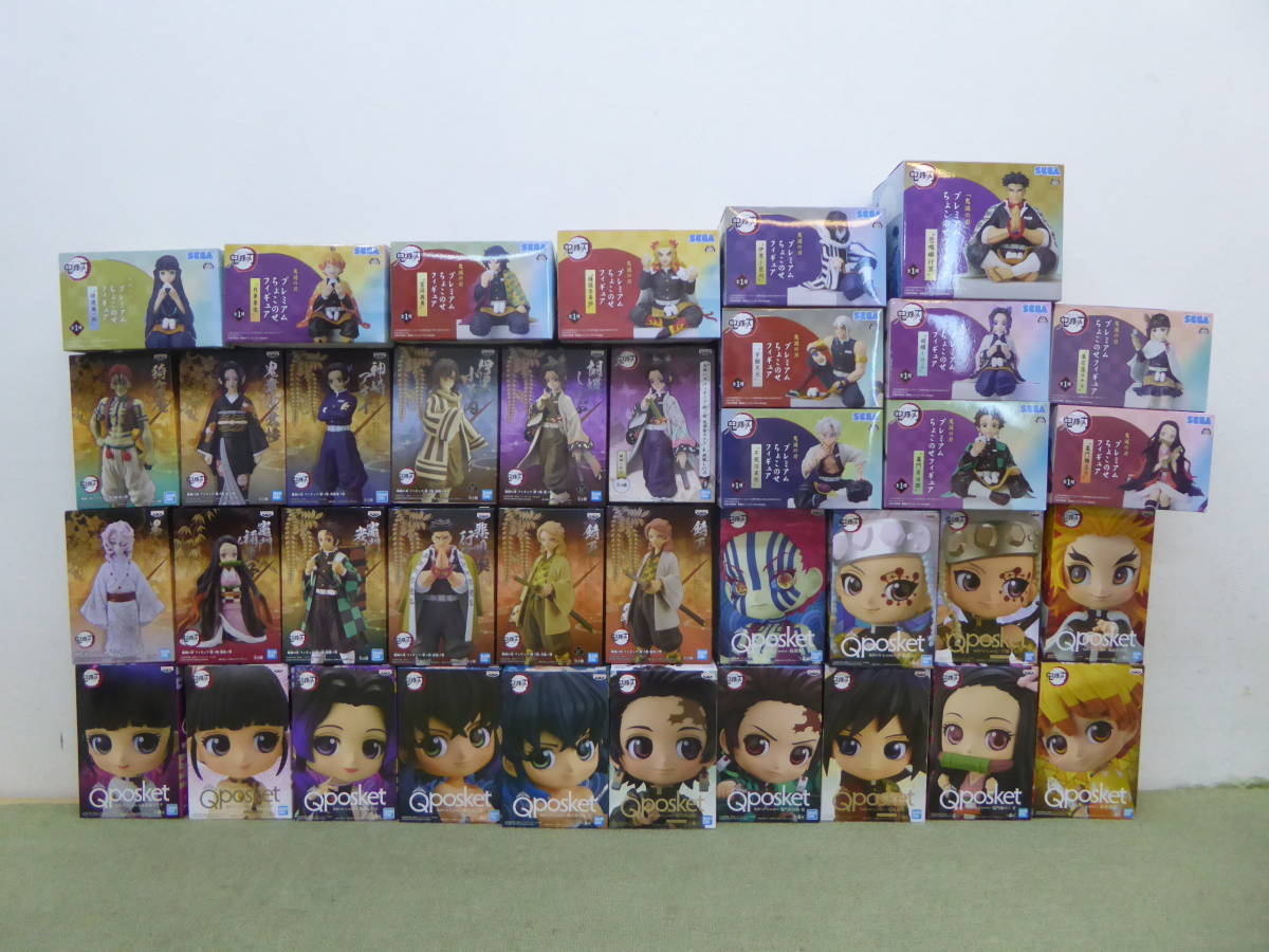 084-F30) 未開封品 鬼滅の刃 プライズ フィギュア 38体セット Qposket ちょこのせフィギュア 絆ノ装 炭治郎 善逸 伊之助 冨岡義勇 柱 他