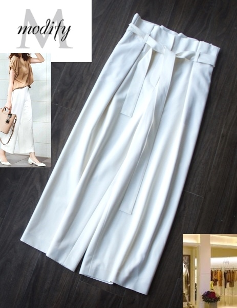 試着程度/Modifyモディファイ/ホワイトワイドデザインパンツ/18，700円