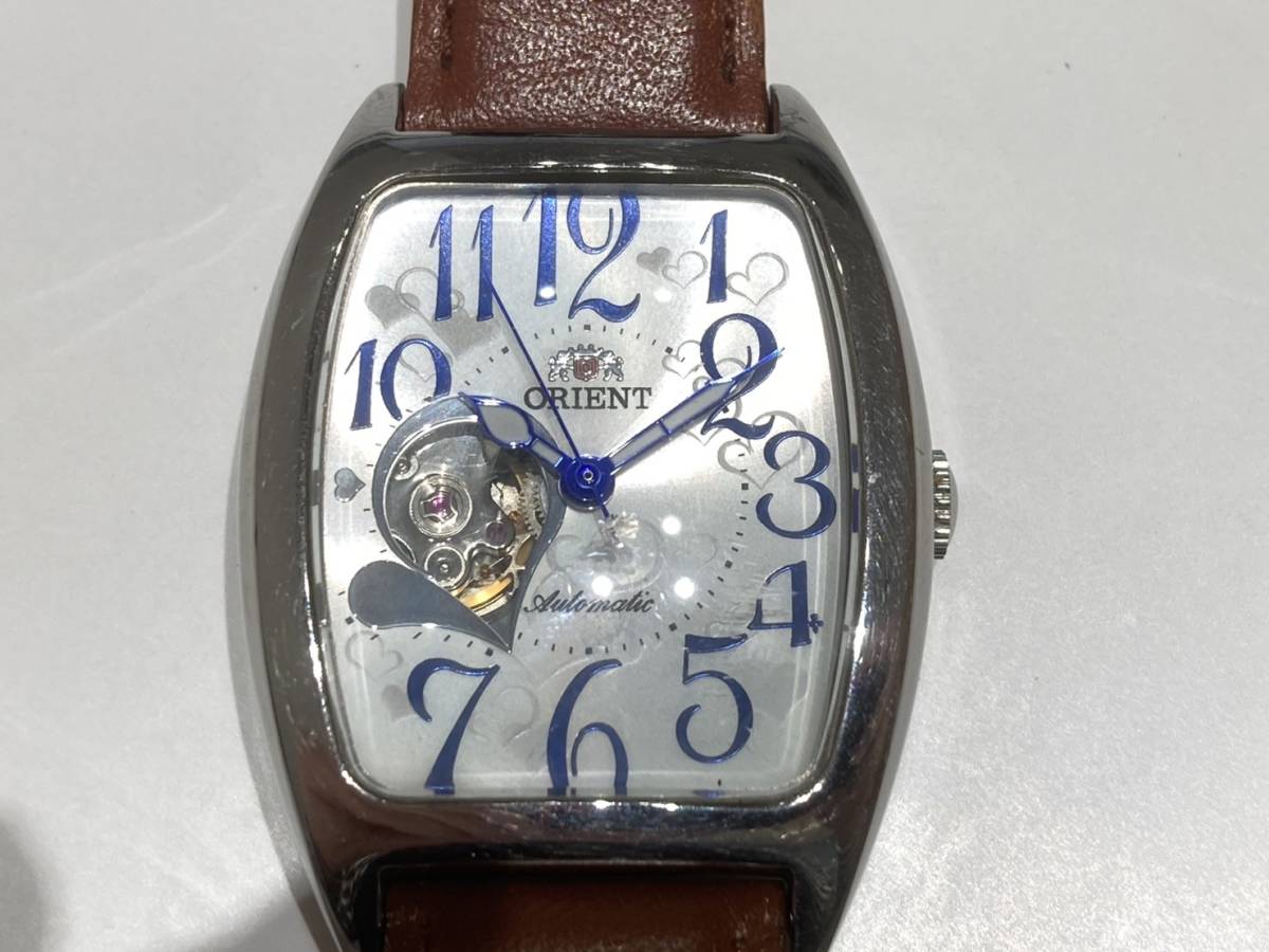 A55 1円～ 稼働 ORIENT オリエント オープンハート 自動巻き DBAB-Q1 オートマ スクエア 腕時計