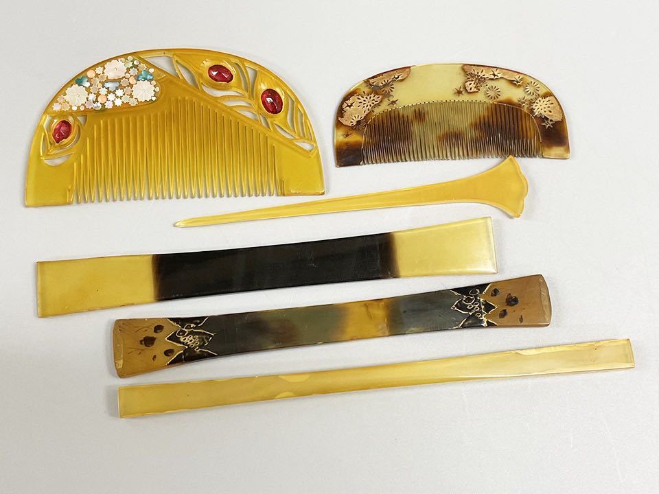 【美品】アンティーク 金蒔絵 くし かんざし 本鼈甲 明治大正 髪飾り 鼈甲のかんざし 明治 大正 美品】アンティーク 金蒔絵 くし かんざし
