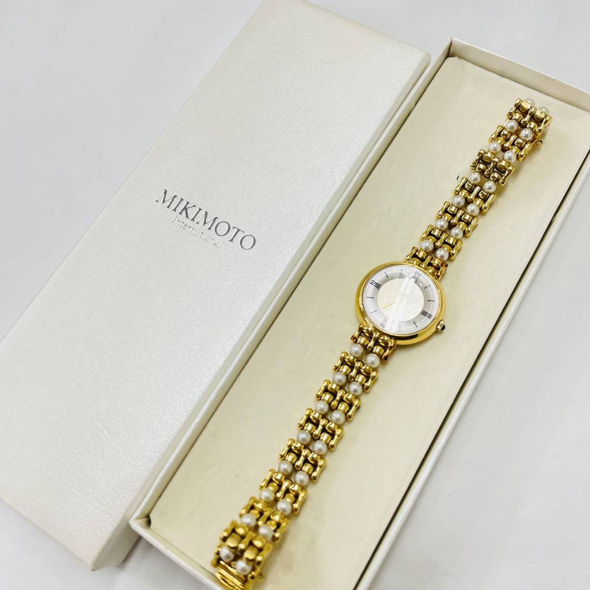 ○1円スタート MIKIMOTO ミキモト クォーツ 14KT GOLD PLATED パール 