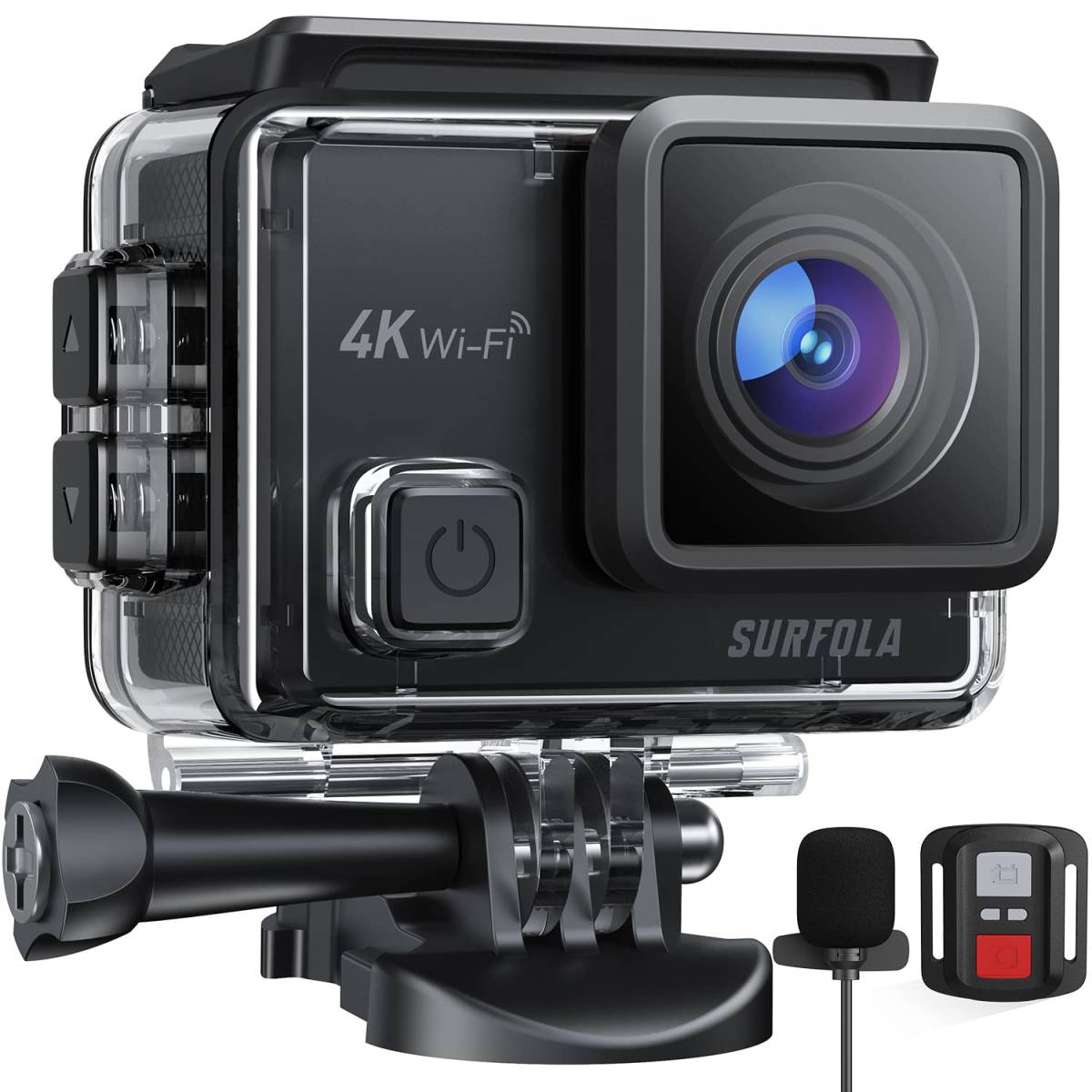 ＃０【新品・送料無料】Surfola SF230 アクションカメラ4K 2000万画素水中カメラ WiFi搭載 手ブレ補正 40m HDMI出力 大容量バッテリー2個付