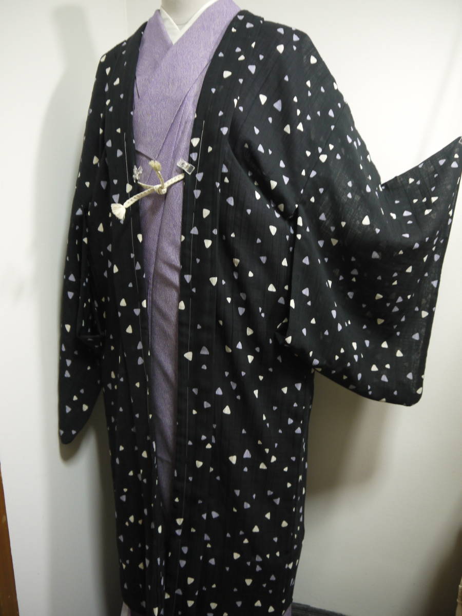 23A 未使用-夏の長羽織・国産服地・麻１００％楊柳
