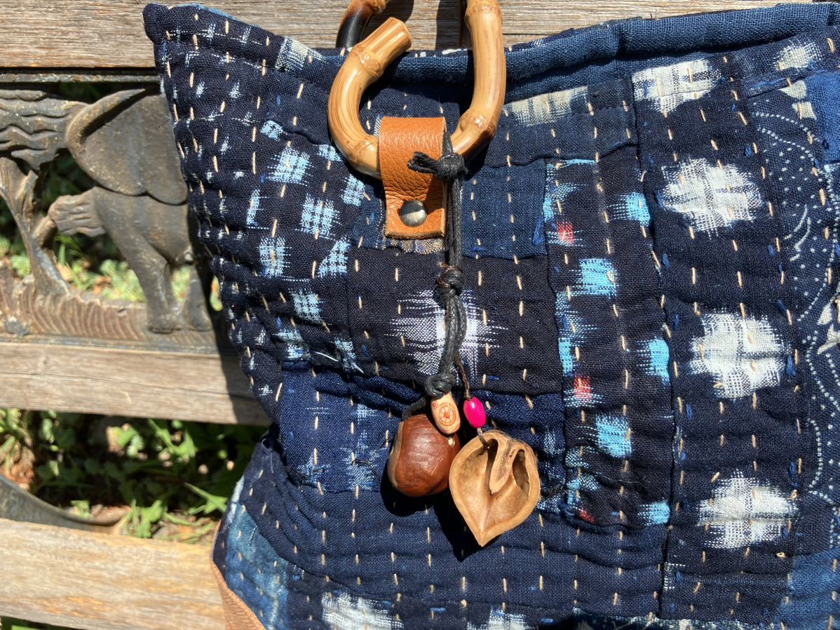 1000円スタート】chibisix◇◇ハンドメイド 古布 バッグ◇◇型染め