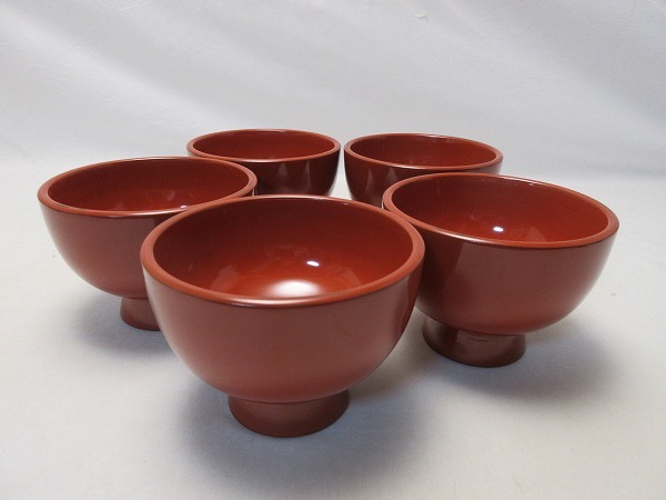 懐石道具 ほぼ未使用 吸物椀5客揃 木製黒真塗 和食器 蒔絵付 共箱