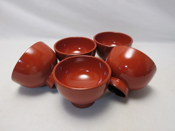 懐石道具 ほぼ未使用 吸物椀5客揃 木製黒真塗 和食器 蒔絵付 共箱