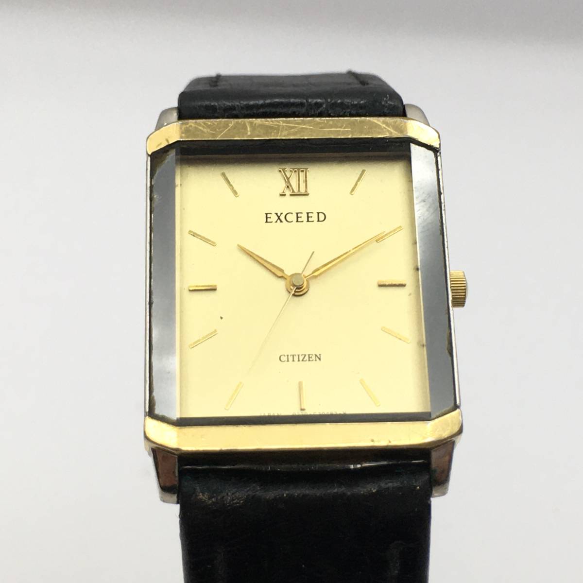 ◯J5-77 CITIZEN/シチズン EXCEED エクシード 3針 スクエア メンズ 