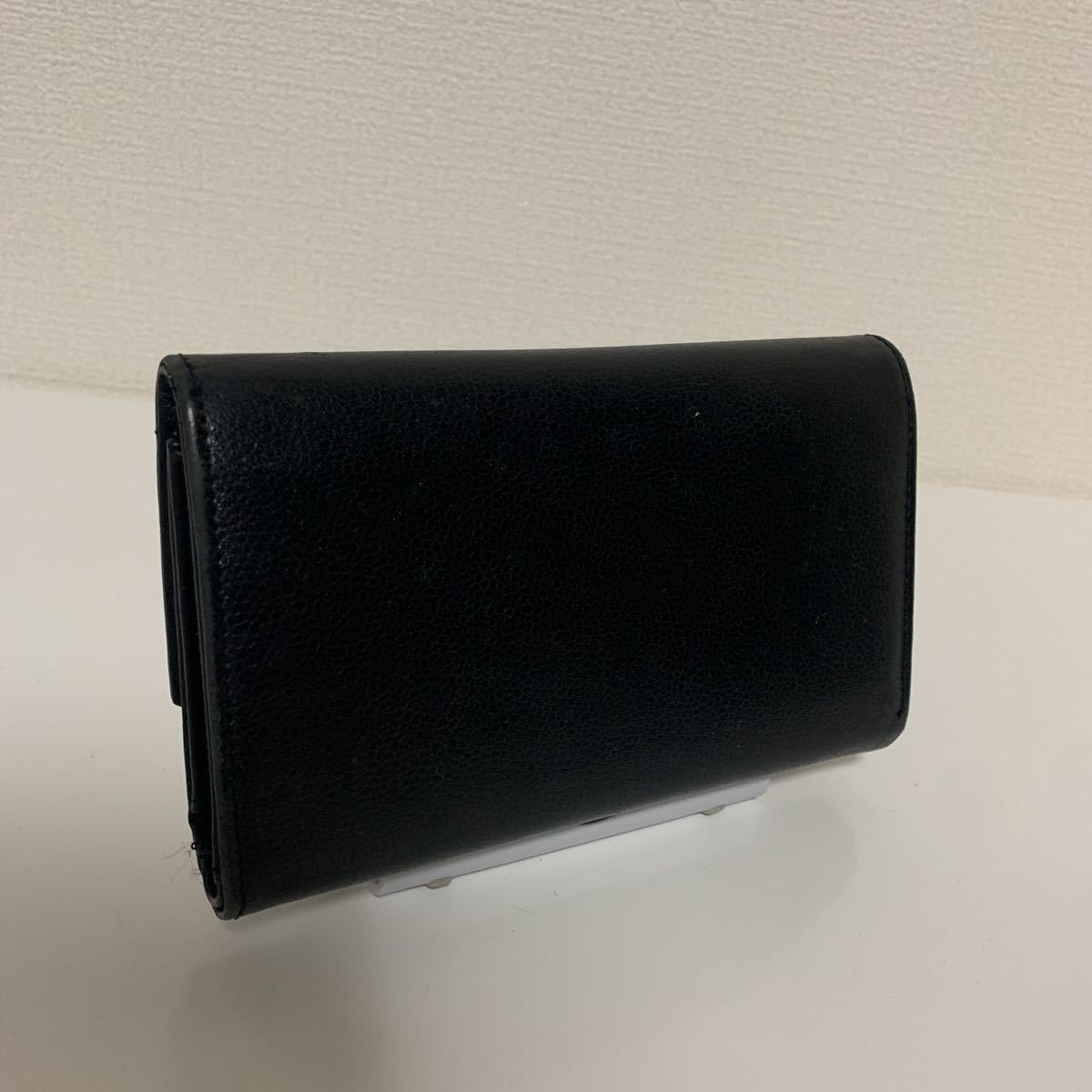 良品 CHANEL シャネル キャビアスキン ココマーク 三つ折り財布 長財布