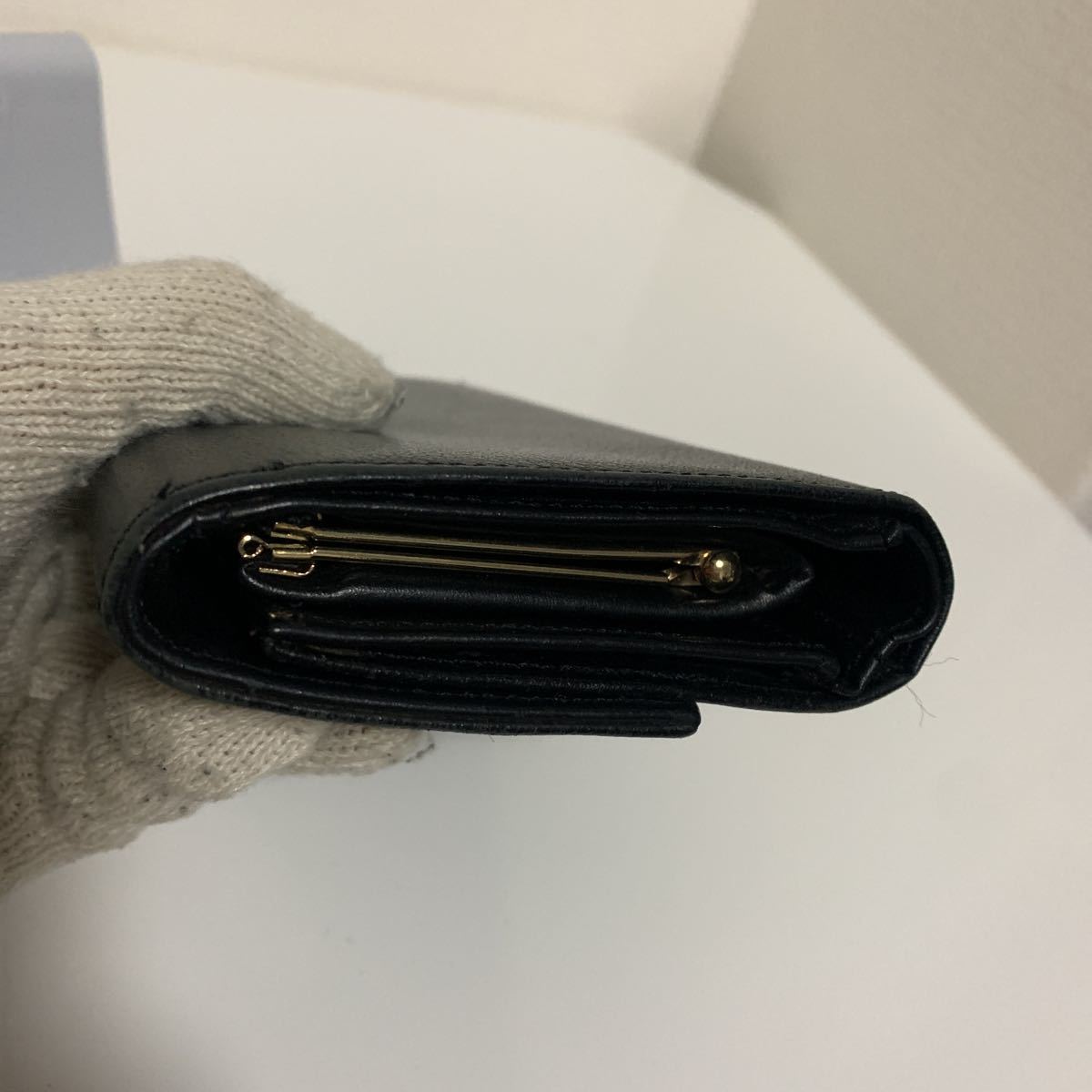 良品 CHANEL シャネル キャビアスキン ココマーク 三つ折り財布 長財布