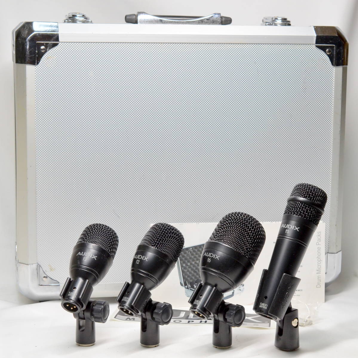 【A】条件達成で次回送料無料！ Audix ドラム用マイクセット f2 (2本) f5 (1本) f6 (1本) 計4本 マイクホルダー付属 ダイナミックマイク