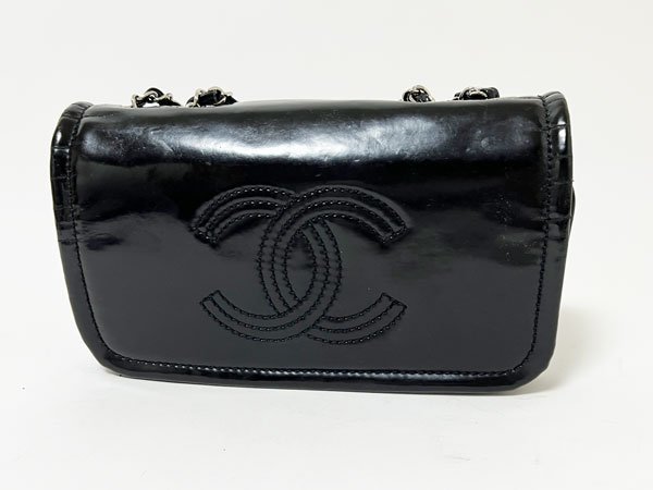 シャネル CHANEL パテント チェーンショルダーバッグ 1円 エナメル 