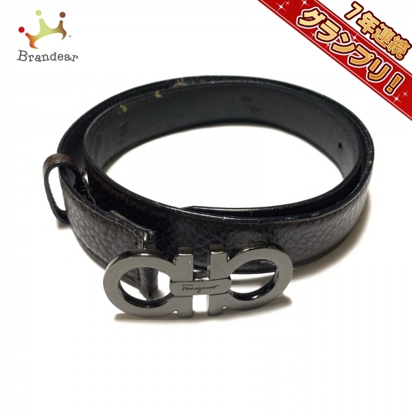 サルバトーレフェラガモ SalvatoreFerragamo - レザー×金属素材 ダークブラウン×シルバー ガンチーニ ベルト