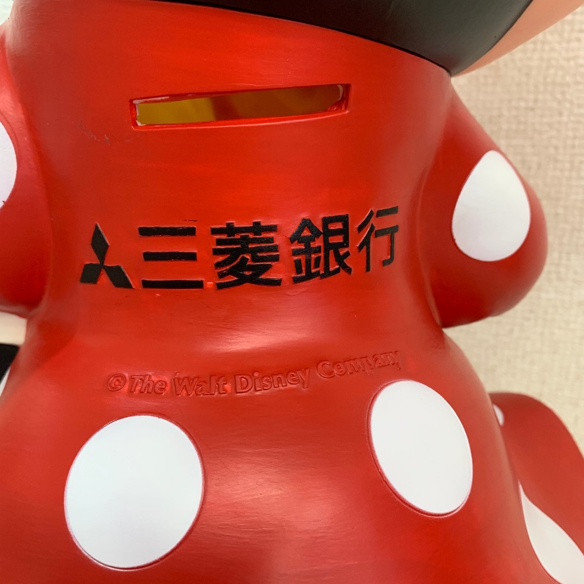 希少！旧三菱銀行カウンター用30cmの特大ミニー マウス ソフビ貯金箱