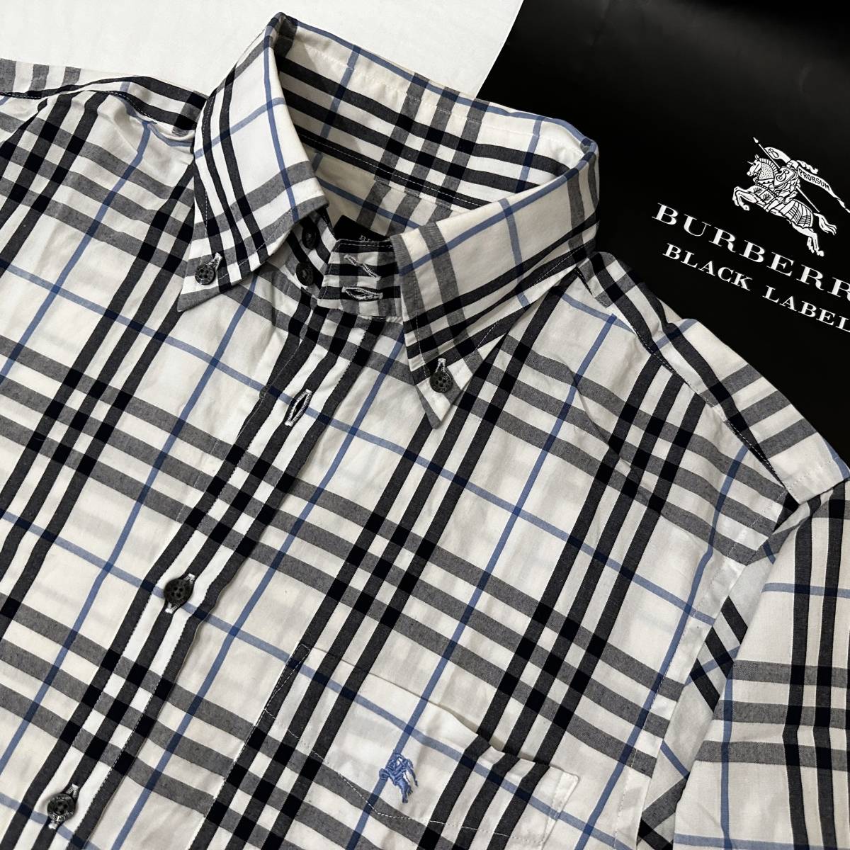 名作 BURBERRY BLACK LABEL 半袖ドゥエボットーニボタンダウンシャツ