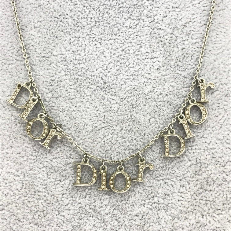 Christian Dior クリスチャン・ディオール ラインストーン付き ロゴ 