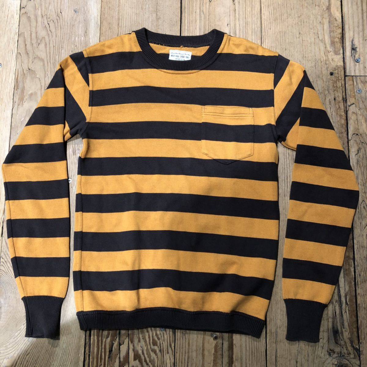 westrideウエストライド　ボーダーニットコットンセーター胸ポケット