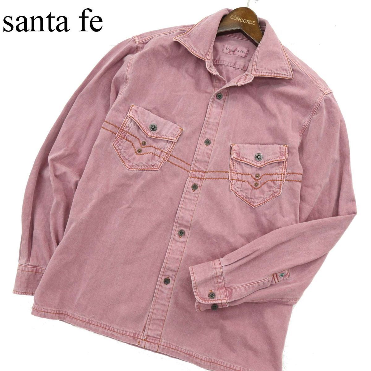 santa fe サンタフェ 通年 長袖 デザイン☆ ワーク デニム シャツ Sz
