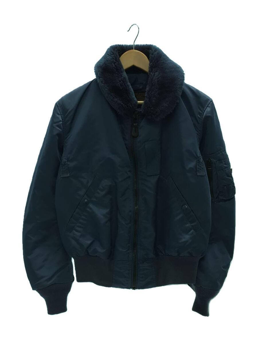 ALPHA INDUSTRIES◆フライトジャケット/S/ナイロン/NVY/無地