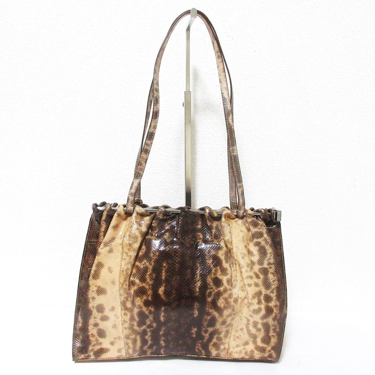 美品 GUCCI グッチ パイソン型押し レザー 肩掛け トートバッグ 