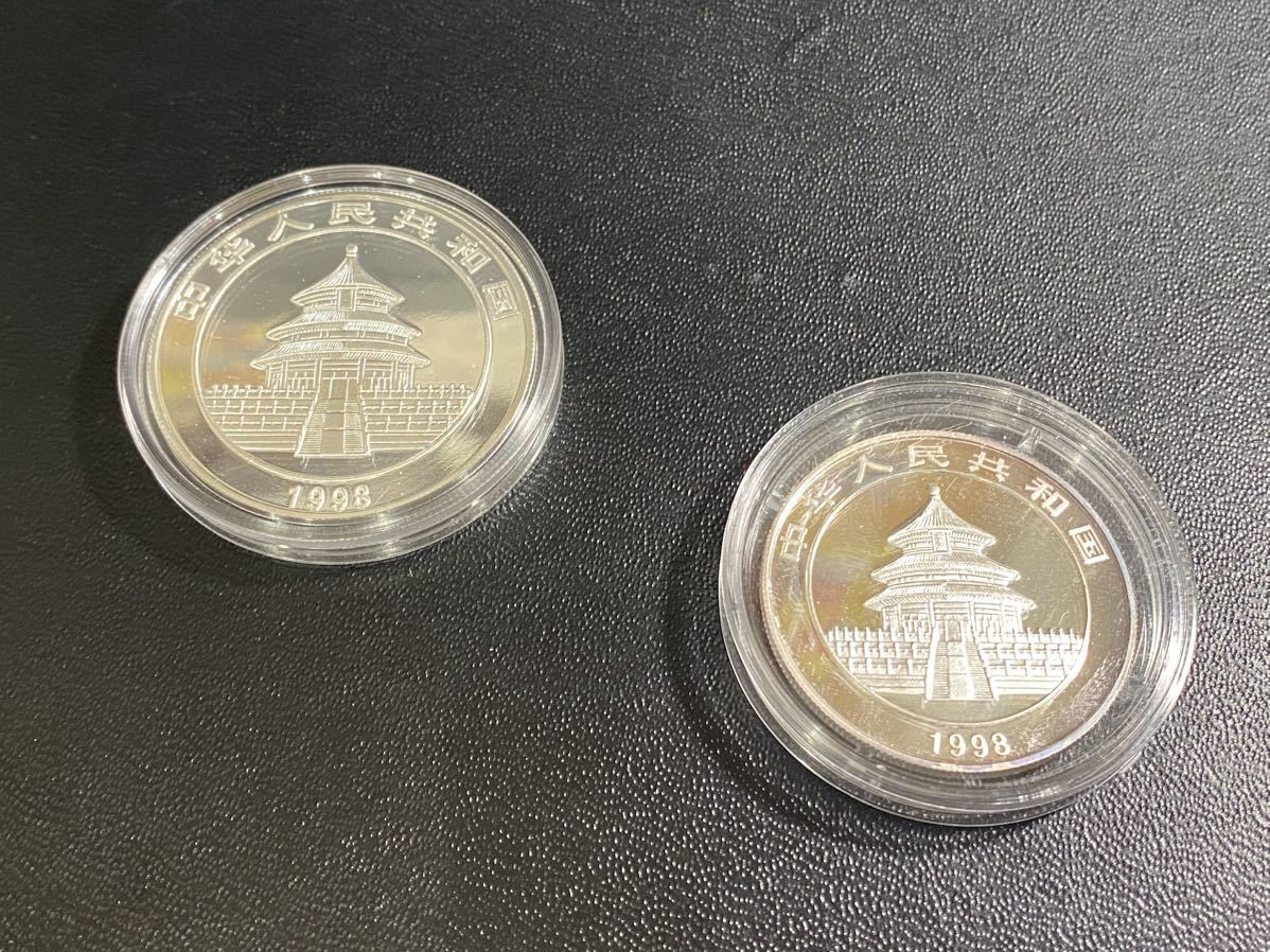 マストバイ ◯ 中国 パンダ銀貨 カラー銀貨 5元 10元 1998年 ケース