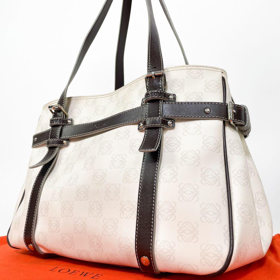 極美品》LOEWE ロエベ リピートアナグラム レザー トートバッグ