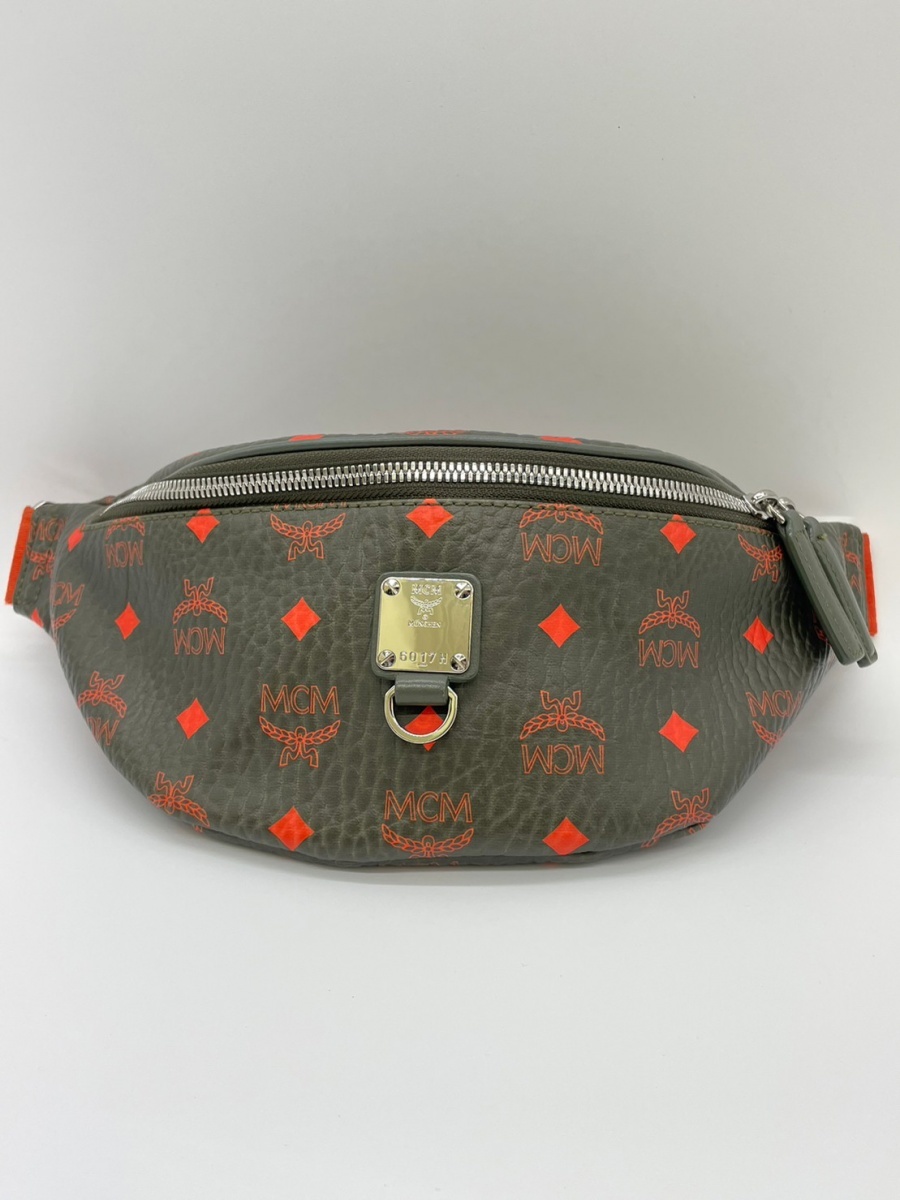 【中古品】MCM エムシーエム バッグ ヴィセトス ベルトバッグ ウエスト ボディ レザー グリーン
