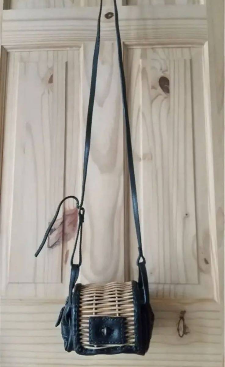 ebagos エバゴス　籐　革　ショルダーバッグ