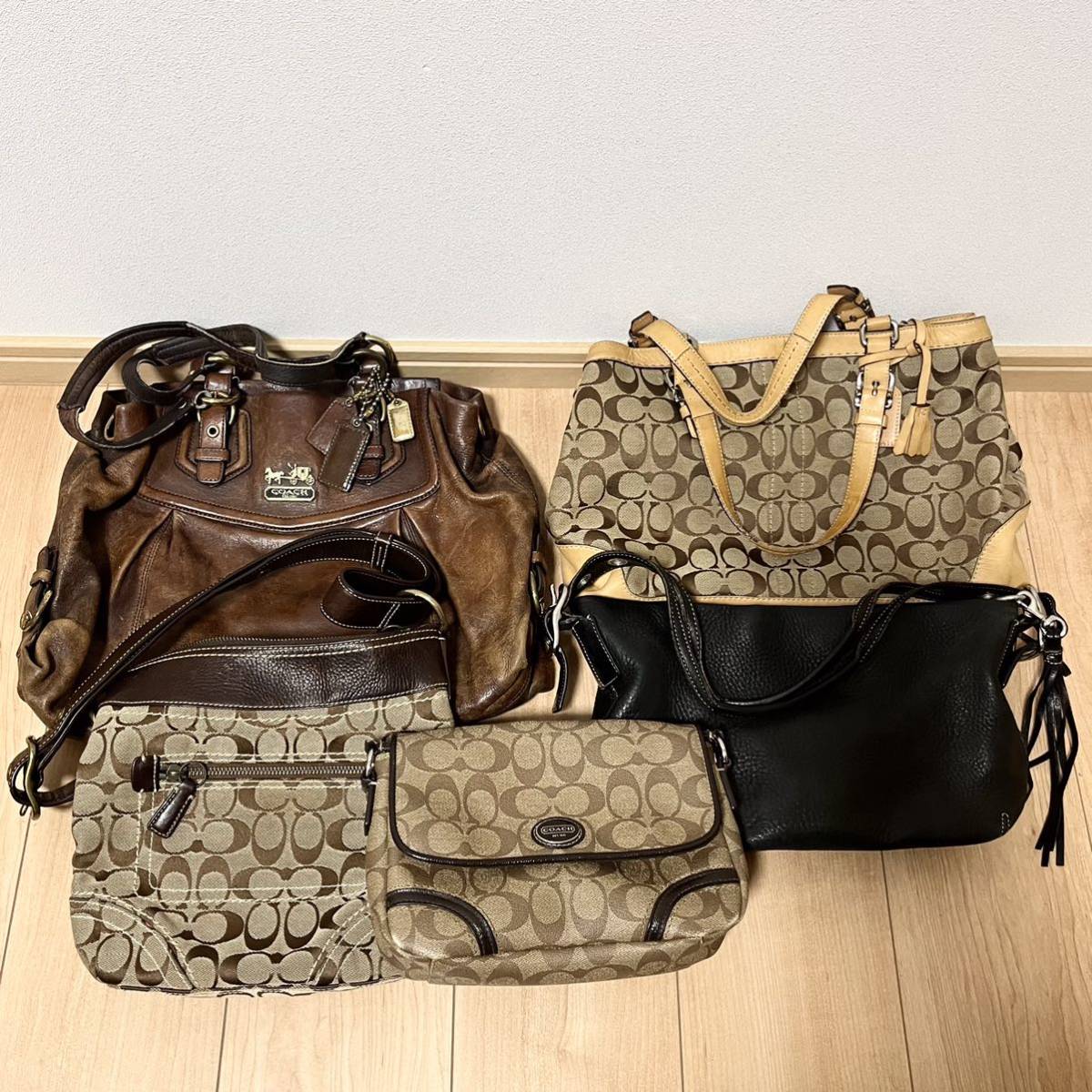 豪華5点まとめ】COACH コーチ シグネチャー レザー PVC トートバッグ