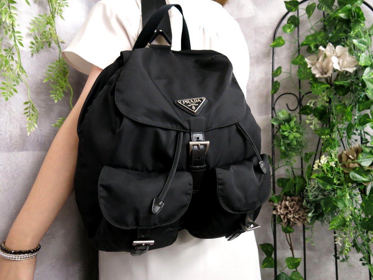 ○美品○PRADA プラダ○三角プレートロゴ○ポコノ ナイロン カーフ 