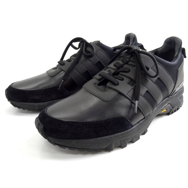 ■WH ダブルエイチ 定価3.9万 日本製 坪内浩×干場義雅 vibramソール レースアップ スニーカー シューズ WH-0111 BLK 10 ▲130▼bus9006b