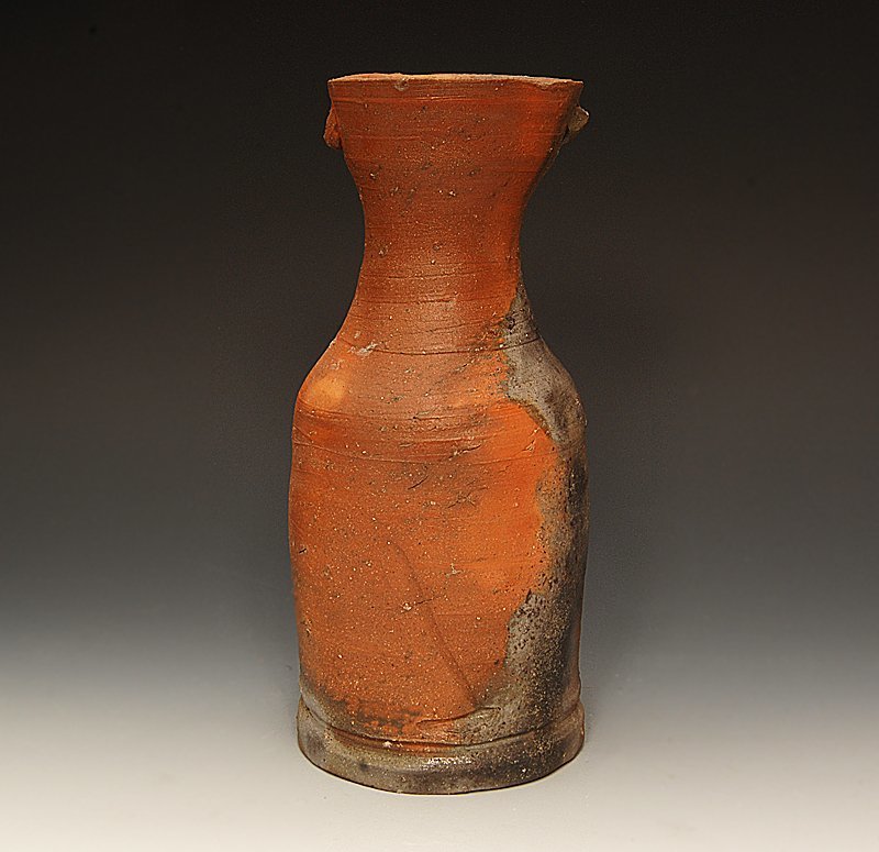 星庵厳選企画　人間国宝　藤原啓　備前窯変耳付花入　最上作　共箱 星庵特別企画 備前 中村六郎 共箱 窯変出来 人間