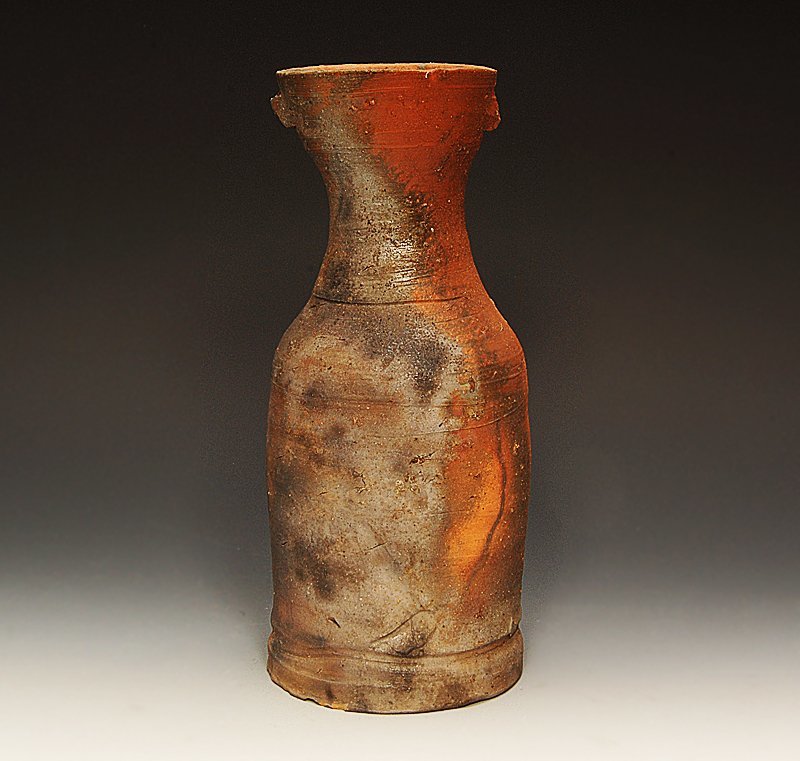 星庵厳選企画　人間国宝　藤原啓　備前窯変耳付花入　最上作　共箱 星庵特別企画 備前 中村六郎 共箱 窯変出来 人間